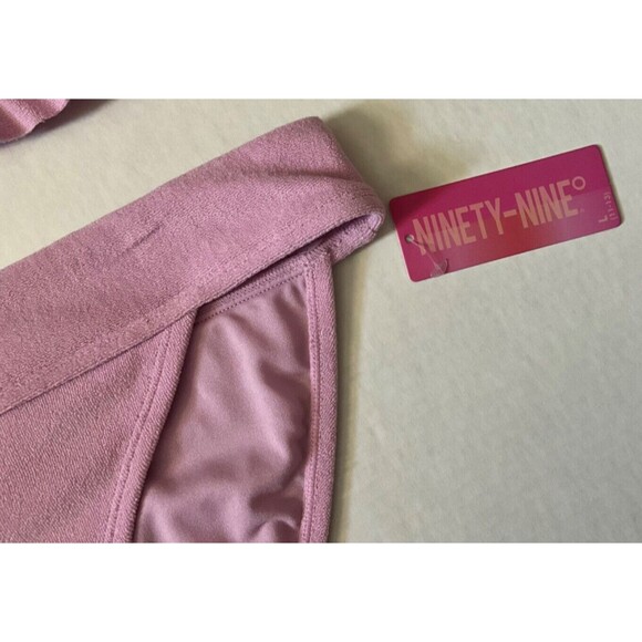 Ninety-Nine Degrees Front Tie Ruffle Bralette Top And Banded Hipster Bottoms - L - Picture 7 of 8